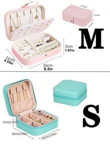1pc Travel Double-Layer Jewelry Box, PU Leather Jewelry Storage Box, Snap Button Jewelry Storage Box, Jewelry Collection Box, Ring Storage Box, Pendant Storage Box, Earring Storage Box, Necklace Storage Box