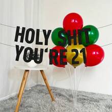 1 Set Black Glitter "Holy You're 18/21/30/40/50/60/70/80" Birthday Banner, Happy Birthday Party Decorations