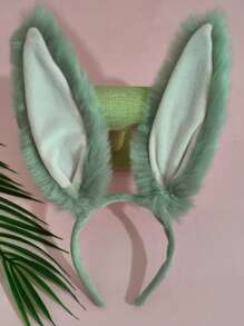 1pc Furry Bunny Ears Headband, Suitable For Halloween, Easter Costume, Bar/Club Stage Performance Decoration - White - View 14