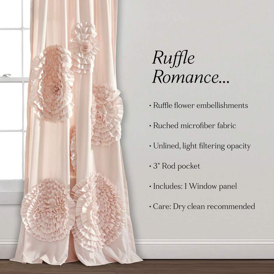 Lush Decor Serena Light Filtering Window Curtain Panel, Single, 54" W X 84" L, Blush - Drapes - Floral Curtains For Bedroom - Cute Curtains - Coquette Decor Halloween-Fall Decor-Room Decor - má hồng - Xem 1