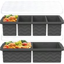 Silicone Freezer Molds For Soup With Lid, 1-Cup & 2-Cup Large Ice Cube Trays Food Storage Containers For Meal Prep, Freeze 250mL/125mL Portions – 2 Pack - 深灰色 - 查看 13