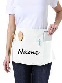 1pc Customized Polyester Apron Unisex, With 3 Pockets, Short Waist-Length Waitstaff Uniform, Suitable For Kitchen Supplies, Hotel Restaurant Server Waist Apron, Cooking Baking Apron, Chef Apron, Kitchen, Bathroom, Home, Household Items, Harmony - Multicolor - View 11