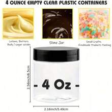 1/6/12/24 Pack 4oz Plastic Jars With Lids -Clear Round Cosmetic Containers For Lotion, Cream, Ointment, Body Butter, Makeup, Rhinestones, Samples, Travel Storage