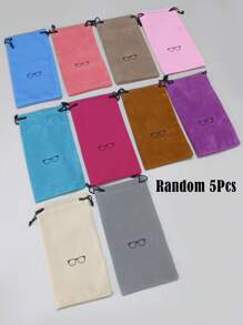 1-12 件植绒彩色抽绳眼镜收纳袋，时尚便携式眼镜盒 - 多色 - 查看 7