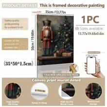 1 peça, tela para pendurar, arte de parede emoldurada, arte de parede de quebra-nozes de Natal - feriado, decorações de cenário de neve e decoração de feriado, decoração de casa de feriado, pintura a óleo de Natal, árvore de Natal, decorações de Natal - Multicolorido - Ver 17