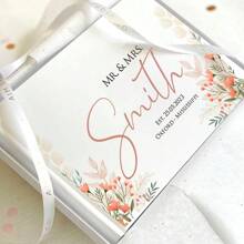 1pc 38-Page Personalized Wedding Guest Book, Simple Elegant White Flower Wedding Message Book Album, Wedding Decor & Gift Exquisite, Stylish, Contracted, Modern Custom, Personalized, Unique Ideal Gifts For Him Her, Boyfriend, Girlfriend, Dad, Mom, Family, Friends For Anniversaries, For Valentine's Day, For Mother's Day, For Birthdays, For Children's Day, For Father's Day, For Graduation, For Weddings, For Housewarming Living Room, Office, Tea Room, Home, Garden, Christmas,Xmas Decoration