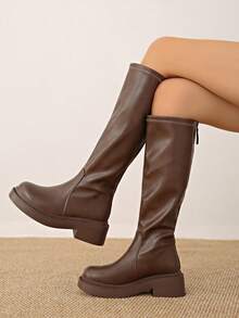 2025春秋新款女高筒马靴过膝内增高修身中筒靴