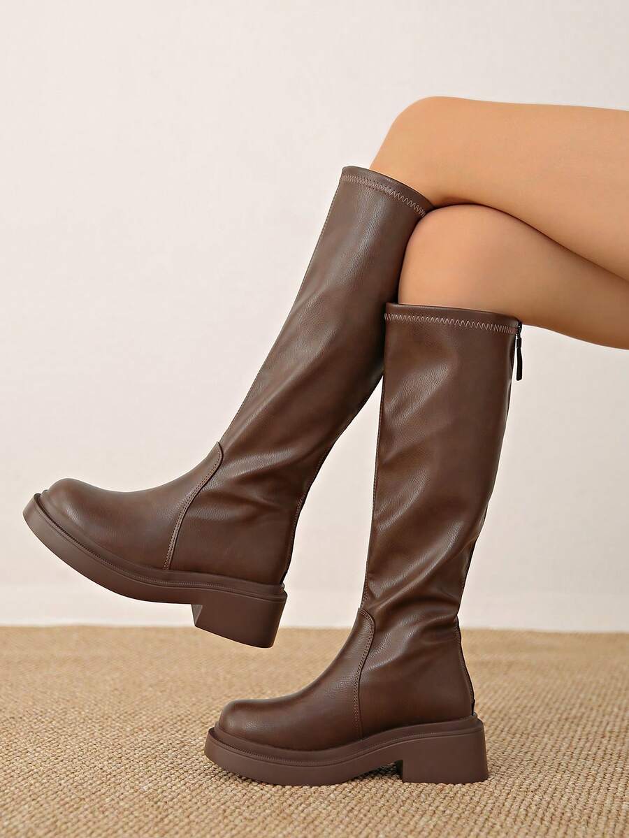 2025春秋新款女高筒马靴过膝内增高修身中筒靴