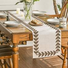 Green & Brown Willow Leaf Tablecloth, Seasonal Spring/Summer Kitchen & Dining Table Decor, Home Party Decoration - Multicolor - View 16