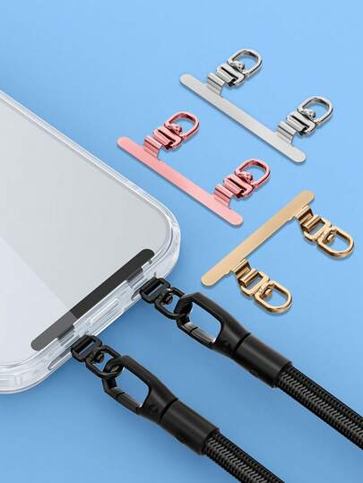 360° Rotatable Ultra-Thin 0.2mm Mobile Phone Lanyard Clip, 304 Stainless Steel Dual-Ear Mobile Phone Lanyard Tab, Double-Buckle Gasket, Ultra-Thin Anti-Loss Back Sticker, Firmly Connected Gasket, Double-Hanging Dual-Ear Mobile Phone Clip, Wristband Metal Gasket, Lanyard Accessories