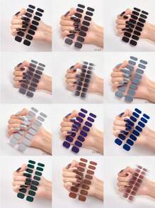 48/96/128/192片装多巴胺美甲贴纸套装，包含粉色、黑色、白色、红色、蓝色、绿色等多种颜色，闪光美甲贴纸，DIY全套美甲贴纸，按压式美甲贴纸，渐变闪光美甲贴纸，持久耐用，适合日常、圣诞节、新年、派对等场合，快速轻松地打造美丽惊艳的美甲造型。（注意：本产品不适用于UV固化） - 彩色 - 查看 21