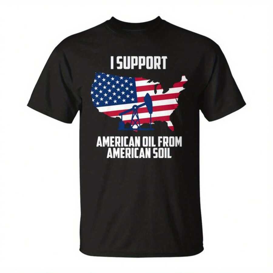 United States Support An Oil From An Il Uni T-Shirt - Hitam 10 - View 1