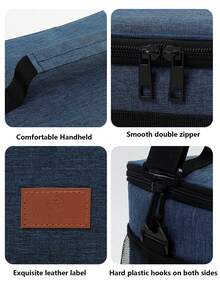 1 件黑色、灰色、酒红色、海军蓝加厚大容量保冷保温冰包车载野餐包防漏单肩保温午餐盒包户外便携午餐包女士午餐盒 - 彩色 - 查看 12