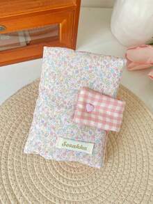 1Pc/Set Cute Floral Patchwork Book Jacket, Girls Hand Account Book Cover, White Collar Hand Account Book Journal, Diary Book Jacket, Portable Student Pocket Book Storage Case,Back To School Gift,Gift For Good Friends And Teachers