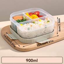 1pc Transparent Plastic Divided Lunch Box With Handle, Portable Leak Proof Bento Box With Compartment, Microwave Fruit Salad Food Storage Container Lunch Container, Meal Prep Box For StudentAdult Use In Home, Office, Camping, Picnic, Back To School - Multicolor - View 14