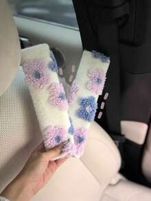 Plush Flower Car Seat Belt Shoulder Pads, Soft & Breathable Safety Belt Protector,Car Accessories Women - one-size - View 7