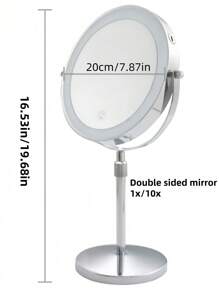 [LED Makeup Mirror] 8-Inch Double-Sided Mirror - Wall-Mounted Makeup Mirror With LED Lights, 1x/10x Magnification, 360 Degrees Rotation, 3-Color Light Touch Screen - Suitable For Bathroom, Bedroom, Living Room Bathroom Decor Fall Decor Makeup Organizer Bathroom Accessories Back To School