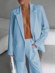 Women's Business Suit Two-Piece Set - Elegant Single Breasted Suit Paired With Slim Pants | Business Casual Office Suit And Daily Suit, Suits For Woman Set - Màu xanh bạc hà - Xem 5