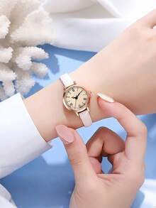 Fashion Student Watch Leather Strap Watch Small Plate Thin Student Exam Watch Female Retro Quartz Watch, Send Girlfriends, Friends, The Most Ideal Holiday Gift, Clock