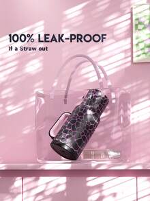 Meoky 40盎司带手柄吸管保温杯，真空隔热水瓶，带吸管盖，不锈钢旅行杯，100%防漏，保冷34小时或保热10小时 - 黑色 - 查看 4