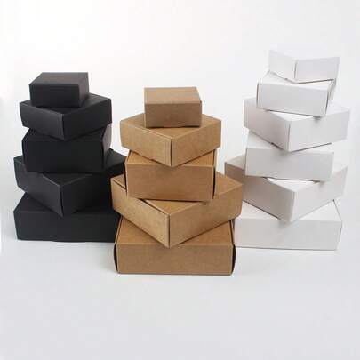 50pcs Square Kraft Paper Gift Boxes - Pink, Black, White, Brown, Suitable For Jewelry And Soap, Applicable For Wedding, Birthday, Graduation, Christmas, Valentine's Day, Mother's Day, Etc. - Multiple Sizes Available