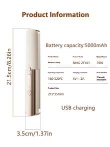 全新 5000mAh 可充电多功能直发器（可用作移动电源），无线平板夹和卷发器二合一，带液晶屏和负离子技术，便携式直发器 - 彩色 - 查看 2