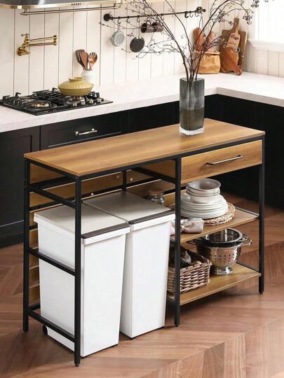 SoBuy FSB71-PF Kücheninsel Sideboard mit 1 Schublade und 2 offnen Ablagen Kommode Schrank Küchenschrank Flurschrank Bartisch Aufbewahrungsschrank Vintage BHT ca.: 120x90x45cm Kücheninsel Buffetschrank Küchenschrank Mikrowellenschrank Aufbewahrungsschrank Buffet Küchenbuffet Aufbewahrungsbuffet Esszimmerbuffet Mit Türen Hochbuffet Küchenaufbewahrungskommode Küchenkommode Aufbewahrungskommode Küchenregal Aufbewahrungsregal Küchenmöbel Aufbewahrungsmöbel Schrank Geschirrschrank Küchenwagen Küchenwagen Mit Rollen Küchenwagen Mit Arbeitsplatte Schrank Küche Beistelltisch Küche Küchenschrank Mit Arbeitsplatte Küchenregal Arbeitsplatte Esszimmermöbel Braun MDF (E1)