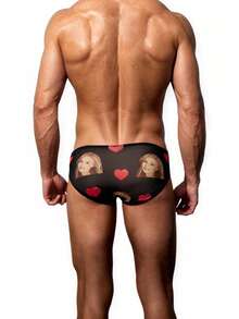 1pc Men's Sexy Mesh Panties Triangle Underwear, Photo Customized Novelty Privacy Briefs, Holiday Gift - Black - View 4