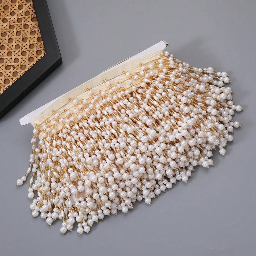 2 Yards Ren Tua Hạt Viền Tua Rua Cho May Tua Rua Trang Trí Rộng 10CM Phụ Kiện DIY Tinker Trang Phục Khiêu Vũ Latin Phụ Kiện May Vá Viền Tua Rua - nhiều màu - Xem 1