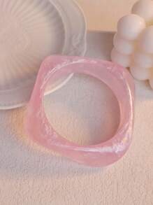 1pc Colorful Geometric Semi-Transparent Resin Bracelet, Fashionable & Versatile For Women