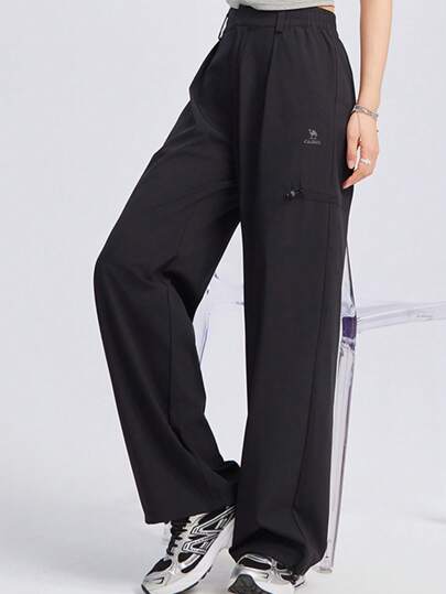 CAMEL CROWN 女士柔软运动梭织长裤丝滑休闲时尚百搭速干长裤