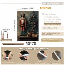 1 peça, tela para pendurar, arte de parede emoldurada, arte de parede de quebra-nozes de Natal - feriado, decorações de cenário de neve e decoração de feriado, decoração de casa de feriado, pintura a óleo de Natal, árvore de Natal, decorações de Natal - Multicolorido - Ver 15