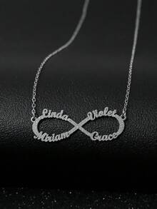 Fashionable Versatile Personalized Youthful Sexy Elegant High-End Chic Gold Infinity Symbol Name Letter Customized Necklace, Customized Jewelry, Birthday Gift, Anniversary Gift, Holiday Gift, Personalized Gift, Gift For Family, Friends, Suitable For Parties, Outings - Matte Silver - View 14