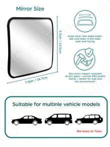 1 Pieza Espejo de carro para bebé de acrílico a prueba de roturas e irrompible para vista trasera de bebés mirando hacia atrás, con vista talla grande amplia y cristalina