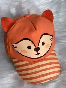 Boné Ajustável Infantil Bichinhos Bebê Menino E Menina Animal Zoo De 0 A 3 anos - Raposa Laranja - Visão 2