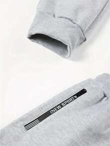 男士秋冬保暖内衬松紧腰运动裤，透气休闲慢跑裤 - 灰色 - 查看 4