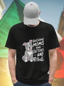 Tattooed Pitbull Mom Maglietta Uomo Casual Moda Estiva Idea Regalo Originale Amanti Cani Offerta Speciale Novità T Shirt Stile