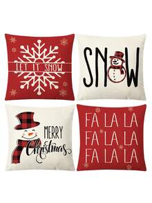 1/2/4 buc. Față de pernă și husă de scaun cu imprimeu de in de Crăciun, potrivită pentru sufragerie, pat, canapea, decor pentru casă, husă de pernă minimalistă moale pentru canapea, inserția de pernă nu este inclusă