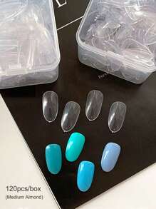 Beautizon Nailartlab 120片美甲板展示练习指甲，日式短方形椭圆杏仁形透明展示练习色卡美甲配件，初学者美甲沙龙练习用品 - 彩色 - 查看 10