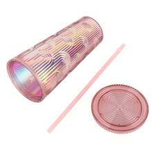 Vasos de viaje térmicos de gran capacidad, a prueba de fugas, reutilizables, modernos, con doble pared y pajita, unisex. - Rosa - Ver 10