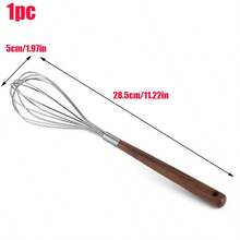 1pc/2pcs/6pcs Stainless Steel, Wooden Handle Manual Egg Beater And Mixer - No Battery Required, Durable Metal Design, Easy Baking And Cooking, Ideal For Whipping And Blending Ingredients, Egg Beater | Manual Mixer | Sturdy Construction, Hand-Held Whisk - Multicolor - View 3