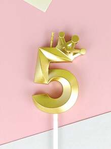 1 pieza Vela de cumpleaños con corona de ópera y número de edad de oro del 0 al 9 para fiesta de cumpleaños, 13 cumpleaños, 10mo cumpleaños, 18 cumpleaños