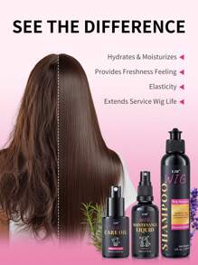 Spray de Óleo de Cuidados com Cabelos de Peruca, Shampoo para Peruca, Fórmula de Óleo de Coco para Cabelos Secos, Hidrata e Alisa, Anti-Frizz, Fácil Penteado, Prolonga a Vida Útil da Peruca, Fixação de Fragrância por 48H, Ideal para Todos os Tipos de Peruca