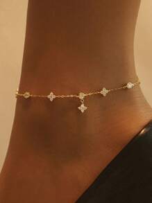 时尚四叶草和星星闪亮锆石手链，百搭配饰