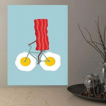 1 pieza Pintura en lienzo de arte de pared con impresión de tocino y huevo para decoración de dormitorio, cocina y comedor, sin marco, decoración de pared, pegatinas de pared