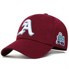 1Piece Men Gothic Letter A Side Whale Embroidered Baseball Cap Outdoor Adjustable Sunscreen Leisure Hat Spring Autumn Travel Tourism Beach Vacation