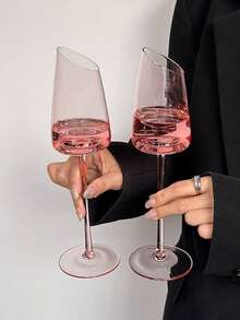 1 件法国限量版浪漫粉色香槟杯，高端起泡酒杯，复古高脚杯 - 粉色 - 查看 9