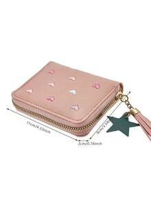 1/2/3pcs Women Small Wallet Ladies Mini Tassel Wallet Cute Girl Short Zipper Lovely Pu Leather Coin Purse Female Hand Wallet Purse For Women Wallet Mini Wa