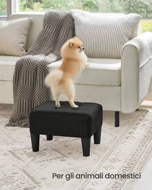 SONGMICS Sgabello Pouf Contenitore, Poggiapiedi in Tessuto Simil Lino, Imbottitura Spessa, Portata fino a 150 kg, per Soggiorno, Camera da Letto, Ingresso, Nero Inchiostro - nero - Visualizzare 2