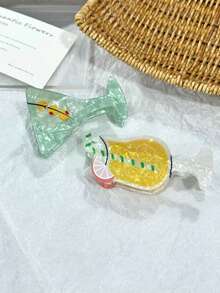 1pc Green & Khaki Acrylic Cocktail Bohemian Hair Claw Clip, New Creative Funny Hair Clip, Hair Claw Hair Accessory For Women, Fashionable Hair Decoration Fall Winter Hair Accessories For Women For Vacation Outfits Woman Elegant Hair Clutch